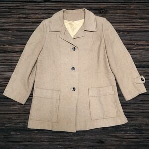 Vintage Fleurette of California 100% Camel Hair Coat Blazer Tan 70s 80s